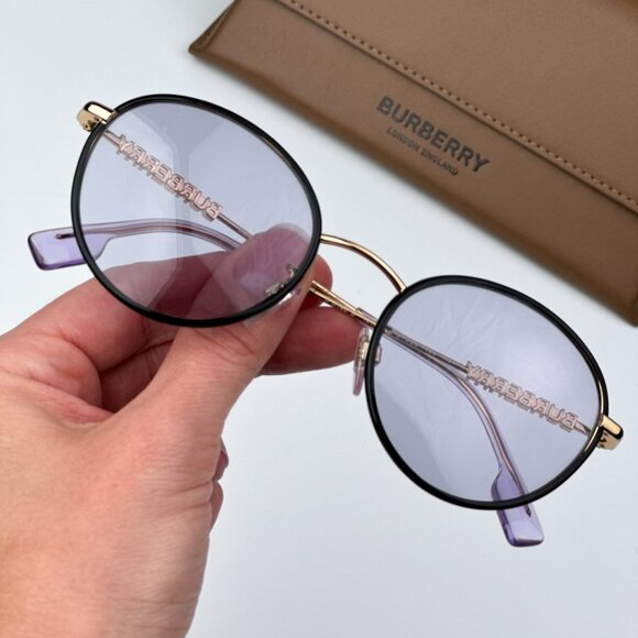 Burberry BE3148D 10171A BRAND NEW Sunglasses Black Gold Lillac Oval Unisex